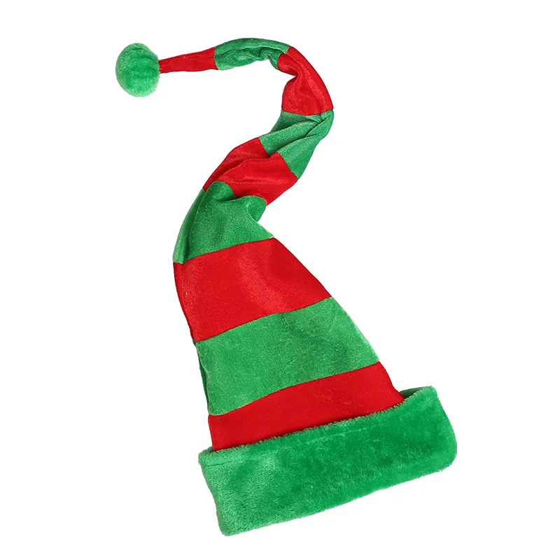 Plush Wholesale Red Green Stripes Elf Merry Christmas Hat Christmas Party Decoration Elf Hat X -mas Festive Party Hat Supplies