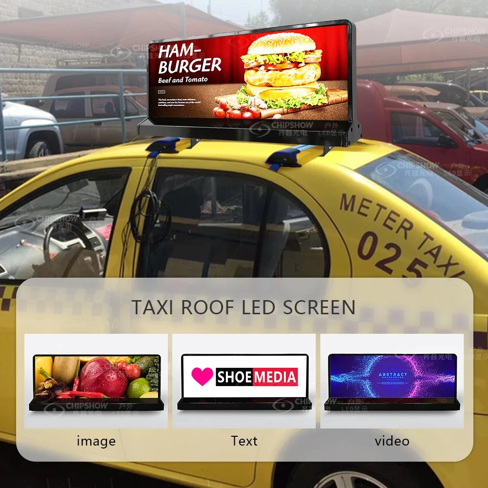 Taxi Led Top P5 Led Car Display P2.5 Taxi Top Led Display Double Side 4G Wifi Taxi Top Led Display Waterproof Oem Factory
