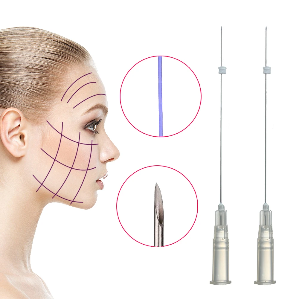 18G 100mm 2022 popular  selling products face lift v line pdo thread needle with thread