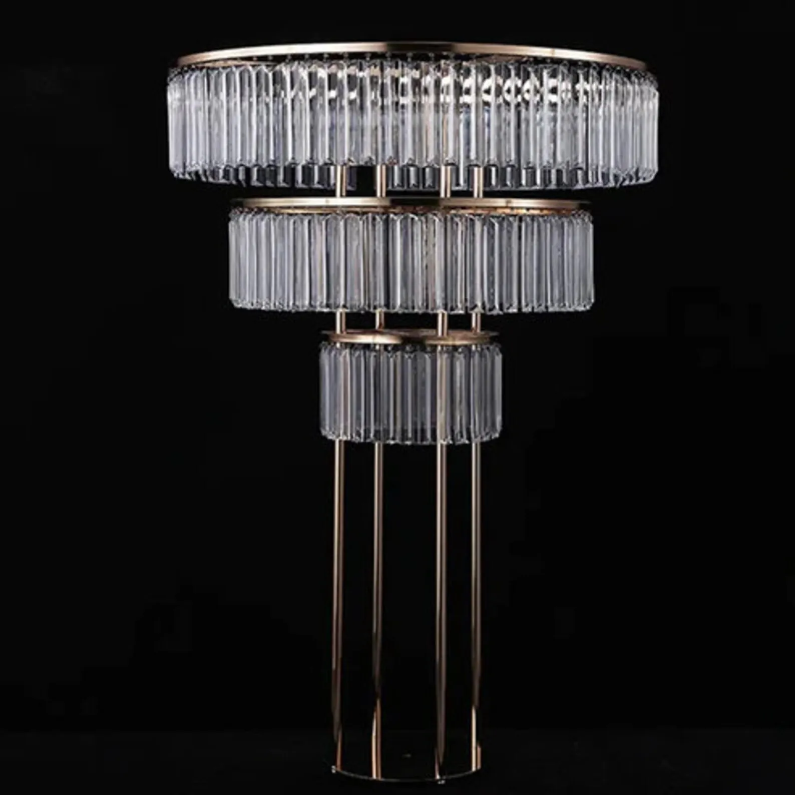 Gold Metal Crystal Tall Flower Stand Wedding Decoration Table Centerpieces Acrylic Crystal Flower Vase Stand Metal Flower Stand