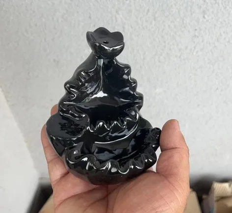Factory Direct Hot sales multiple  ornaments black smoke waterfall holder Backflow incense cone ceramic burner