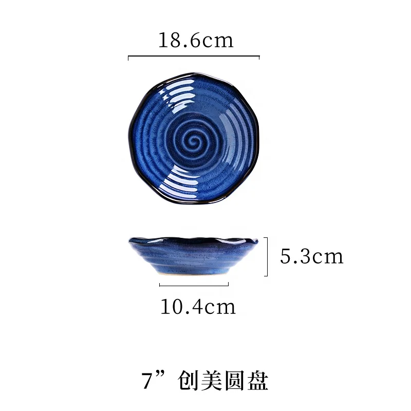 
Good Prices Blue Ceramic Dinner Plate Manufacturer Restaurant Serving Soup plate Irregular wholesale ceramic plates 