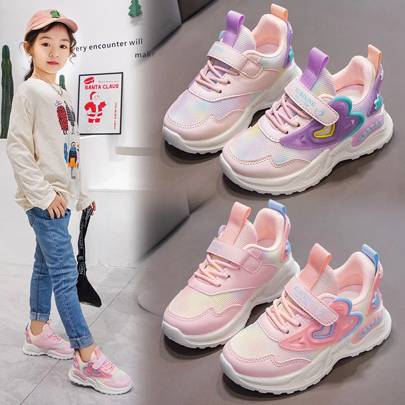 Girls Children Walking Shoes Anti-slip and Breathable Running Sports Shoes Lightweight Wholesale Cheap