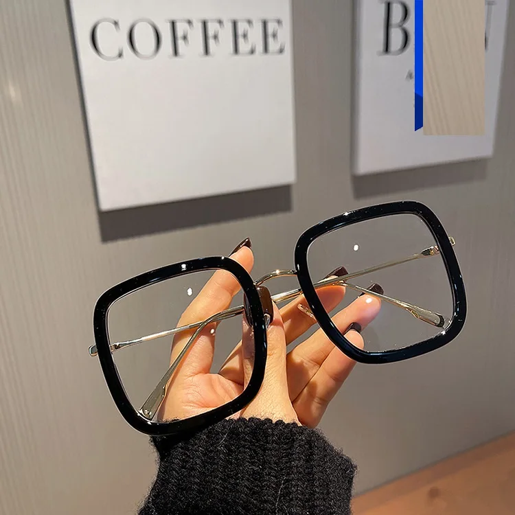 2023 New Wholesale Oversized Square blue ray glasses anti blue light spectacle frames women lunette photo gray anti reflet