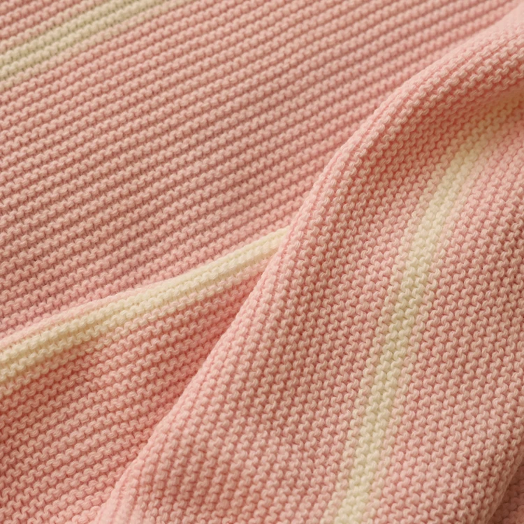 Custom double bed couch sofa 100% wool cotton linen throw knitted baby blanket for autumn and winter