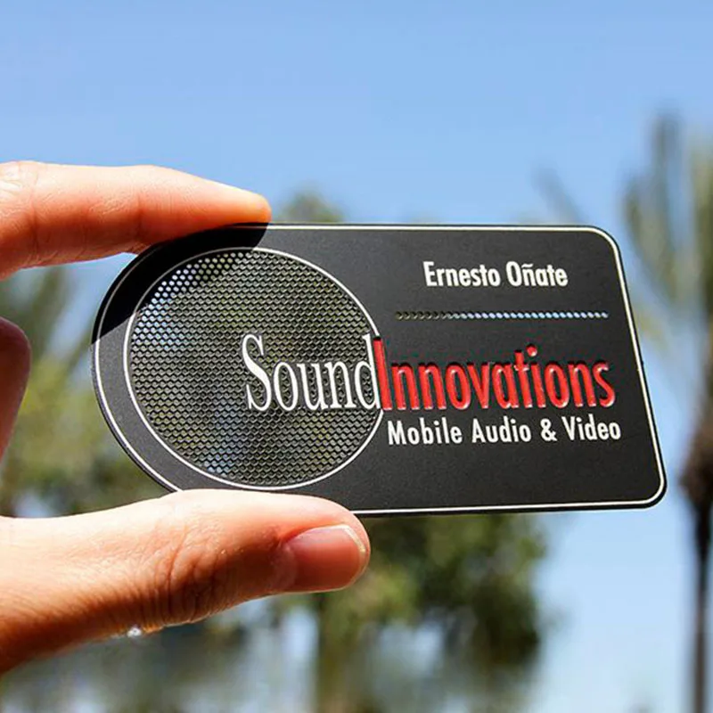 Custom Plated Shiny Gold Metal Cards  Embossed Logo Screen Printing Matte Black Metal Business Cards