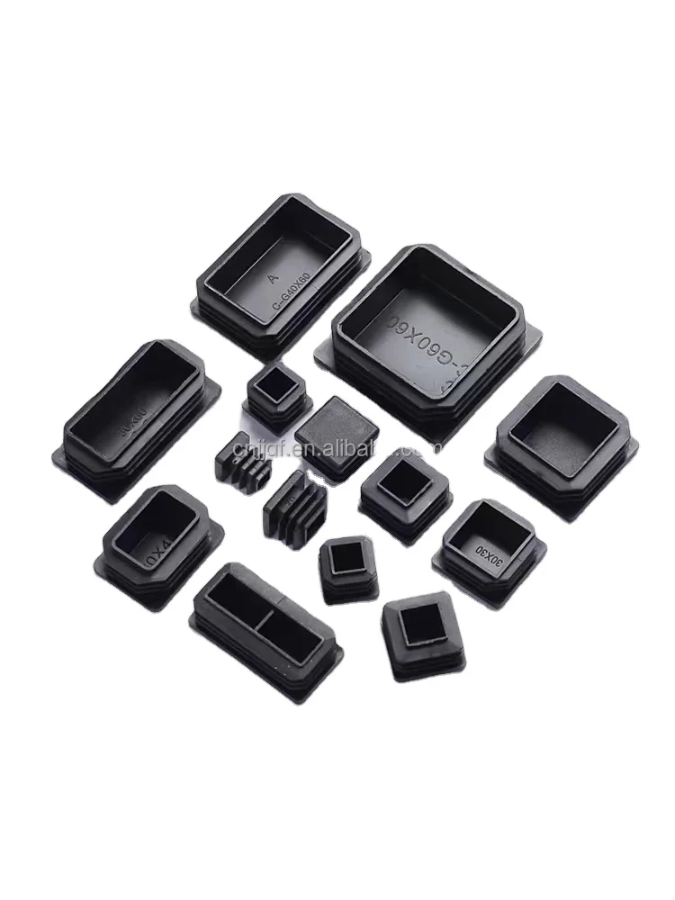 Factory Supply Plastic molding profile end plugs, square tubing pipes caps, plastic end caps for steel tube