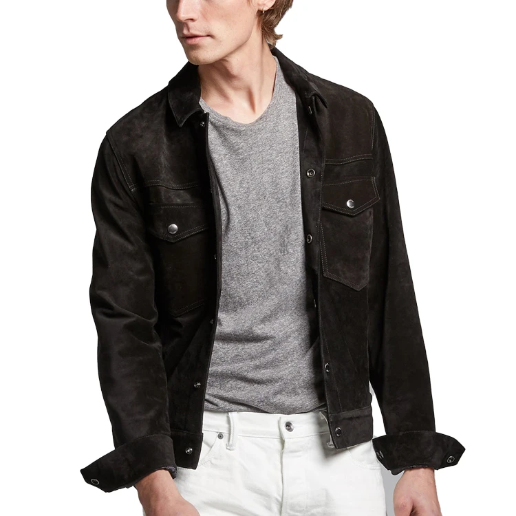 High quality suede jacket for men Classic four-button lapel plus size Winter men solid suede jacket