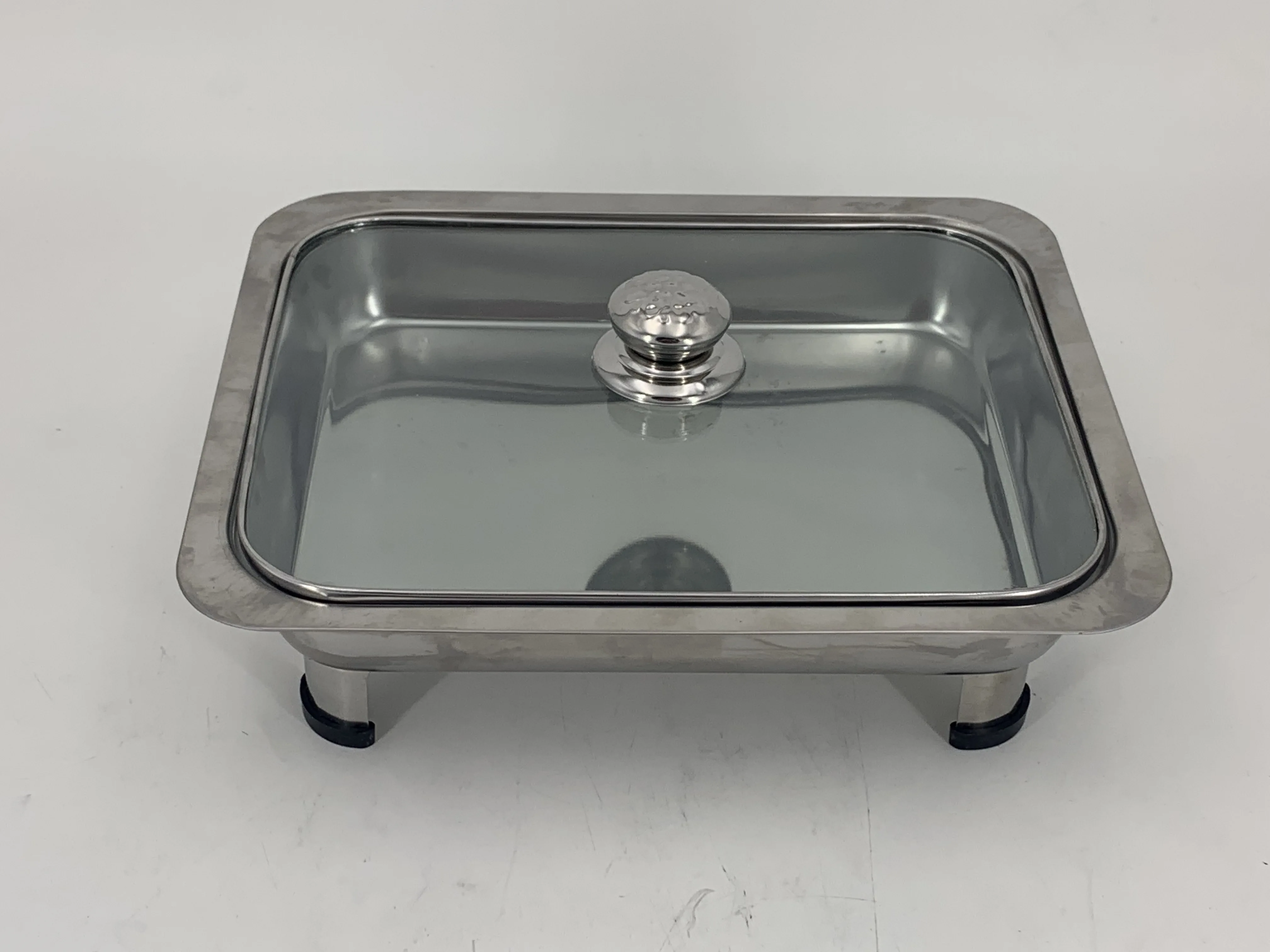
cheap indian chafing rectangular dish food warmer Visible glass cover 