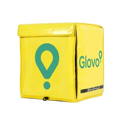 Customize high quality glossy yellow glovo thermal insulated hot food pizza delivery backpack sac l bag glovo sac livraison