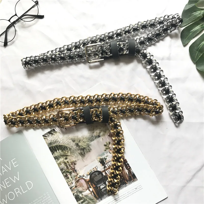 Модная металлическая цепь с крупной бахромой поясная многослойная завязанная широкая цепочка для ремня квадратная пряжка