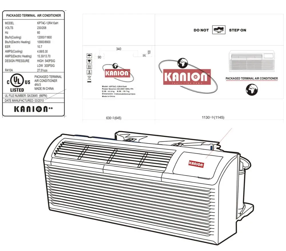  USA air conditioning Packaged Terminal Air Conditioner PTAC Heat Pump ac