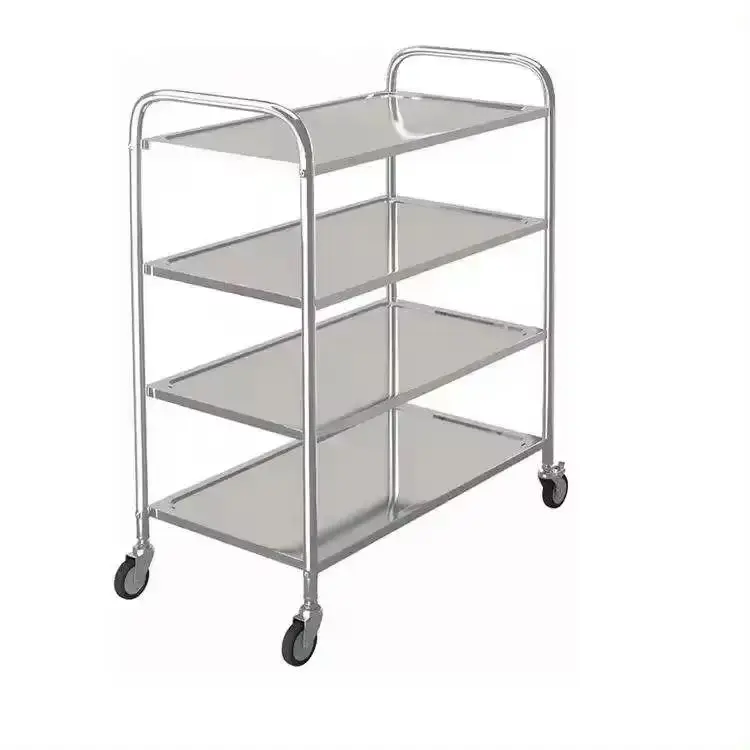 Lightweight Stainless Steel Kitchen Serving Trolley Food Service Cart With Wheels