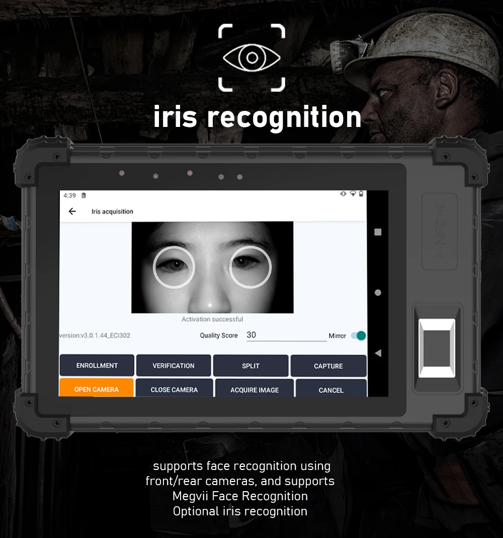 FP08 защищенный IP68 пылезащитный NFC Android RFID Tagges MRZ OCR сканер штрих-кодов отпечатков пальцев планшетный ПК для аутентификации