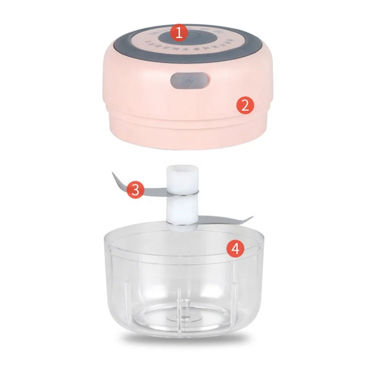 Convenient Whole Body Waterproof 3 Blades 100ml Vegetable Blender Onion Electric Baby Food Garlic Beater Chopper
