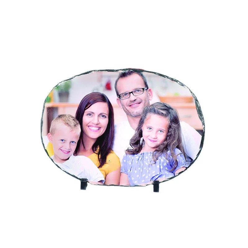 Customized Wholesale high quality photo frame Sublimation Oval Shape Rock Photo Stone Slates
