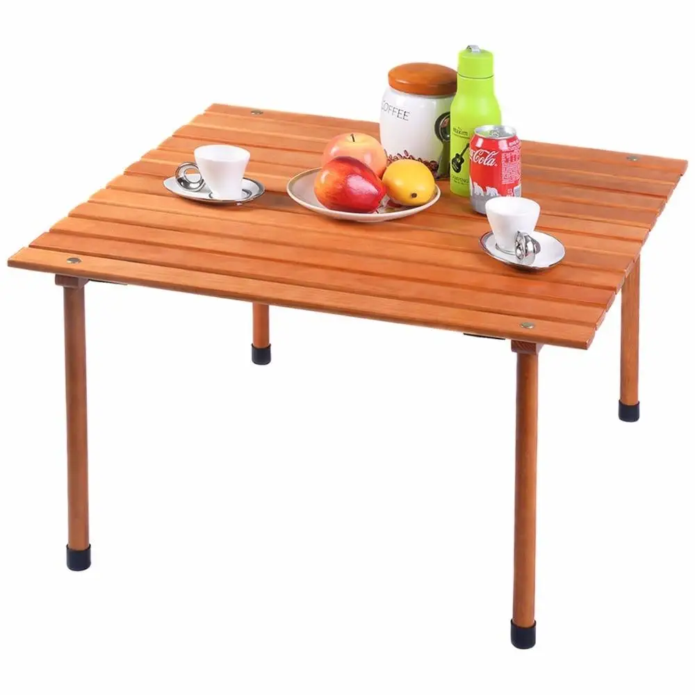 wholesale multifunctional square furniture balcony dining picnic camping small foldable portable wooden outdoor folding table
