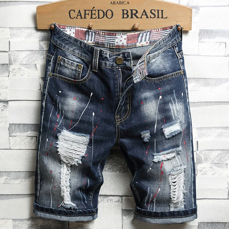 Ripped Direct Manufactures Fashion Summer Fitted Vintage Short men jeans