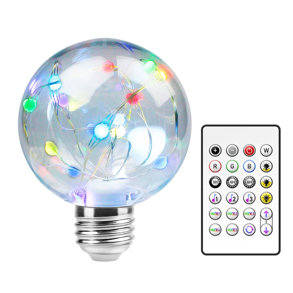 LED String Bulb Christmas Indoor RGB Multi-color Changeable Base E26 E27 100-240V AC With Music And Scene Mode