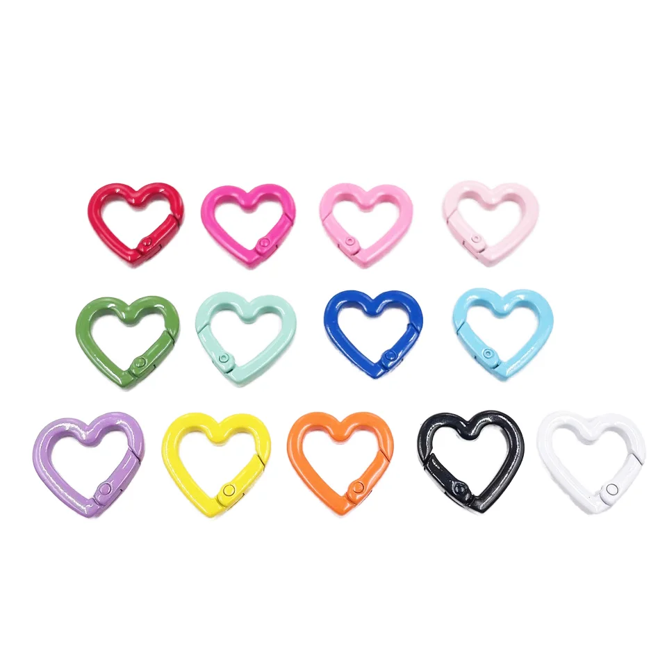 New Style Colorful heart shape Spring Ring DIY Handmade Jewelry Keychain/Carabiner Promotional Keychains Carabiners