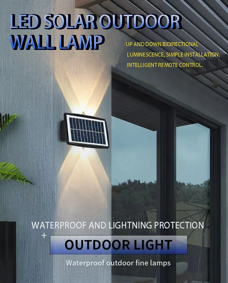 Led Square Modern Outdoor Wall Lamps Light Led Waterproof Ip65 High Quality Outdoor Up Down Lighting solar wall light