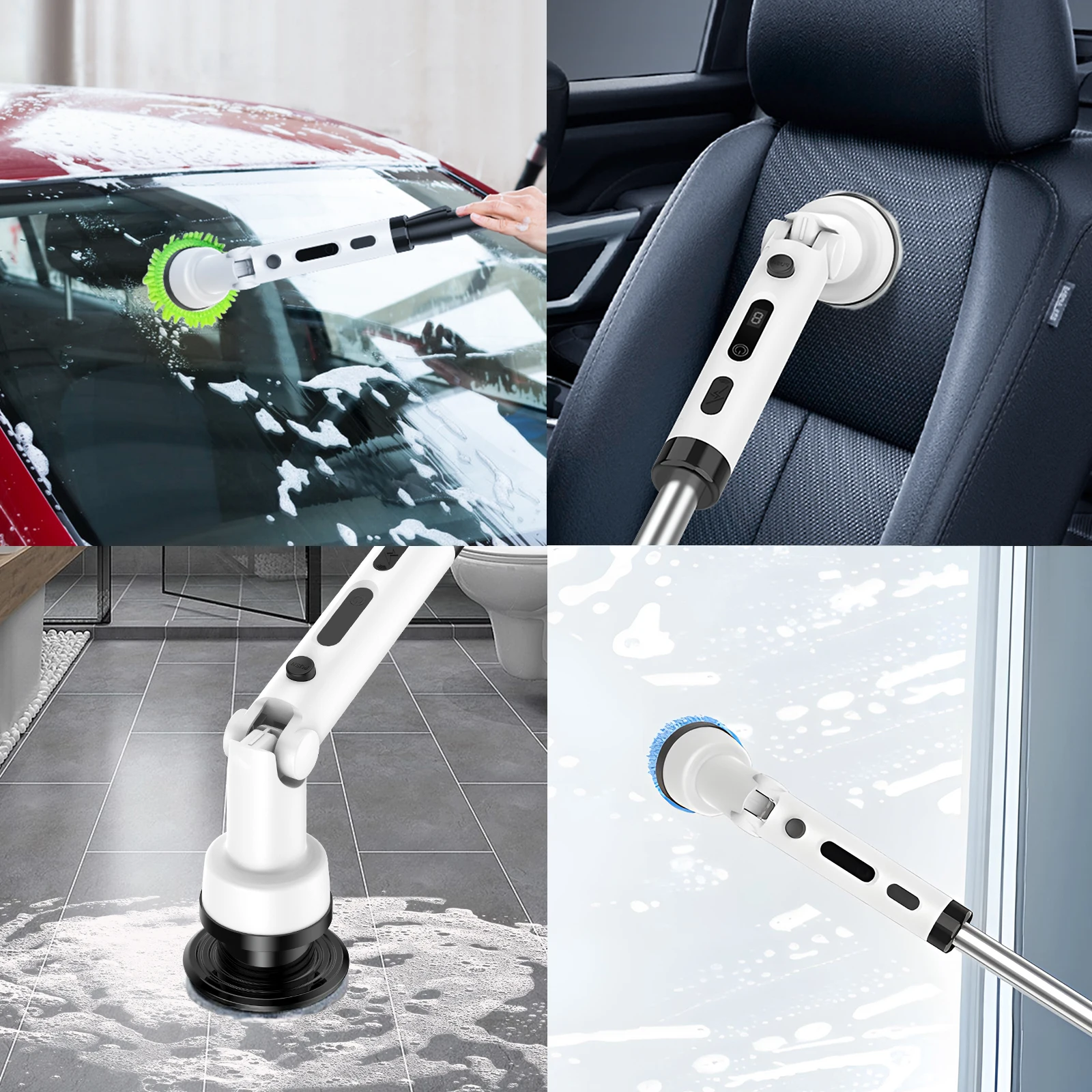 Cordless Spin scrubber Power Brush Floor Scrubber retractable Electric cleaning brush For Toilet Window Bathroom Clean