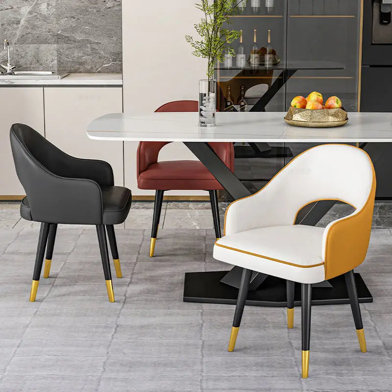 Dining chairs are luxurious, post-modern Nordic solid wood chairs, American family dining tables, stools and soft leather bags