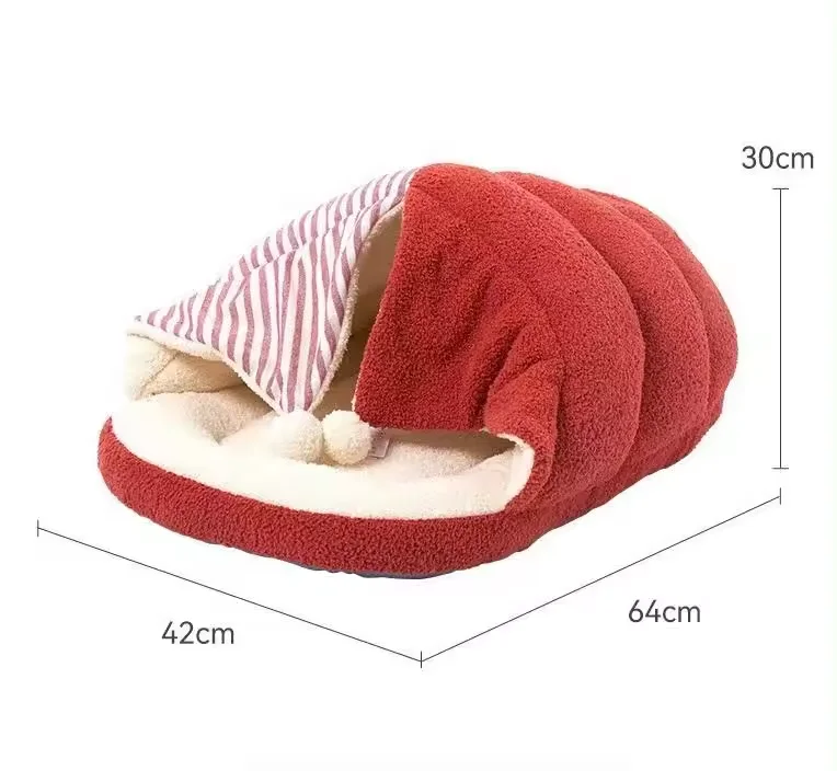Washable Winter Creative Clown Yurt Slippers Shaped Warm Cat Nest Cat Castle Bed Cute Cartoon Pet House