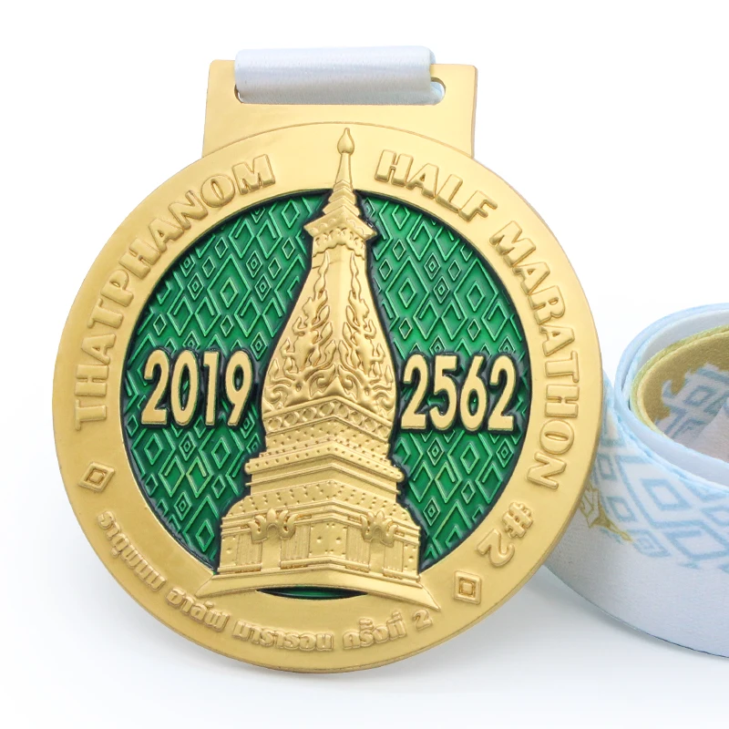 Manufacture 3D logo high quality metal prize marathon sport medal with Ribbon