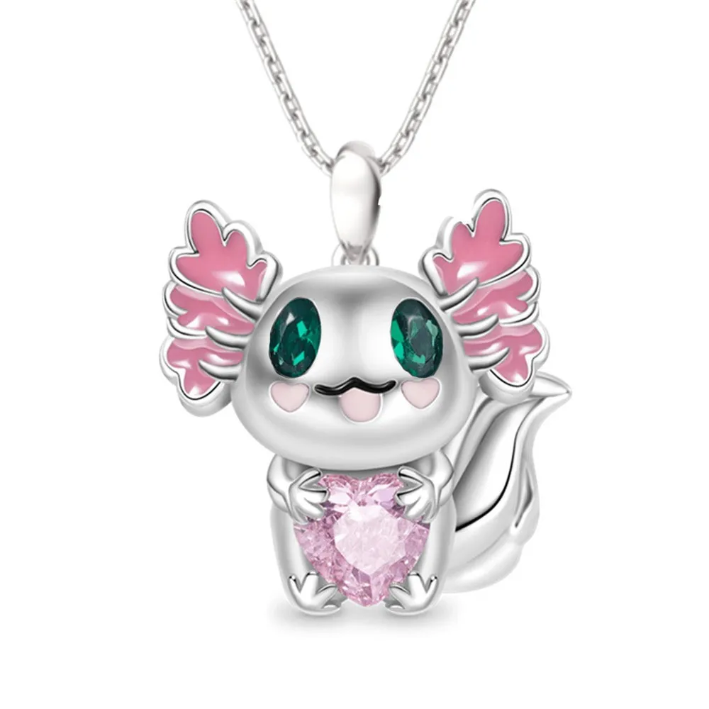 Fashion Personalised Cartoon Big Eyes Embrace Love Little Dragon Lady Pendant Necklace Kids