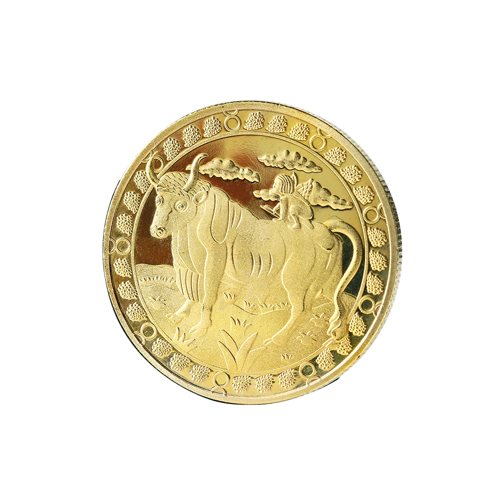 European fashionable gold lucky shiny sun rise 12 constellation coin