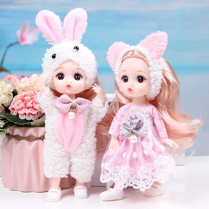 16cm BJD Doll Full Set 13 Moveable Joint Dolls Cartoon Dress Bjd Toy Smile Face Newest Dress Make Up Toys Girls Gift Dolls