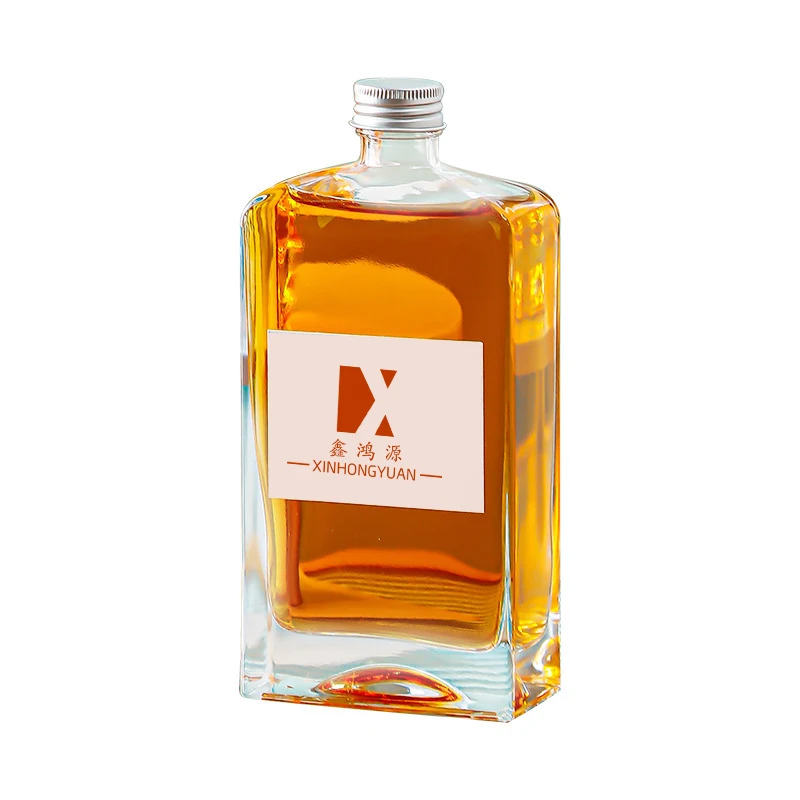 Factory Exports 250ml 375ml 500ml Flat Shoulder Square Glass Frosted Thickened Bottom Vodka Whiskey Brandy Glass Bottles