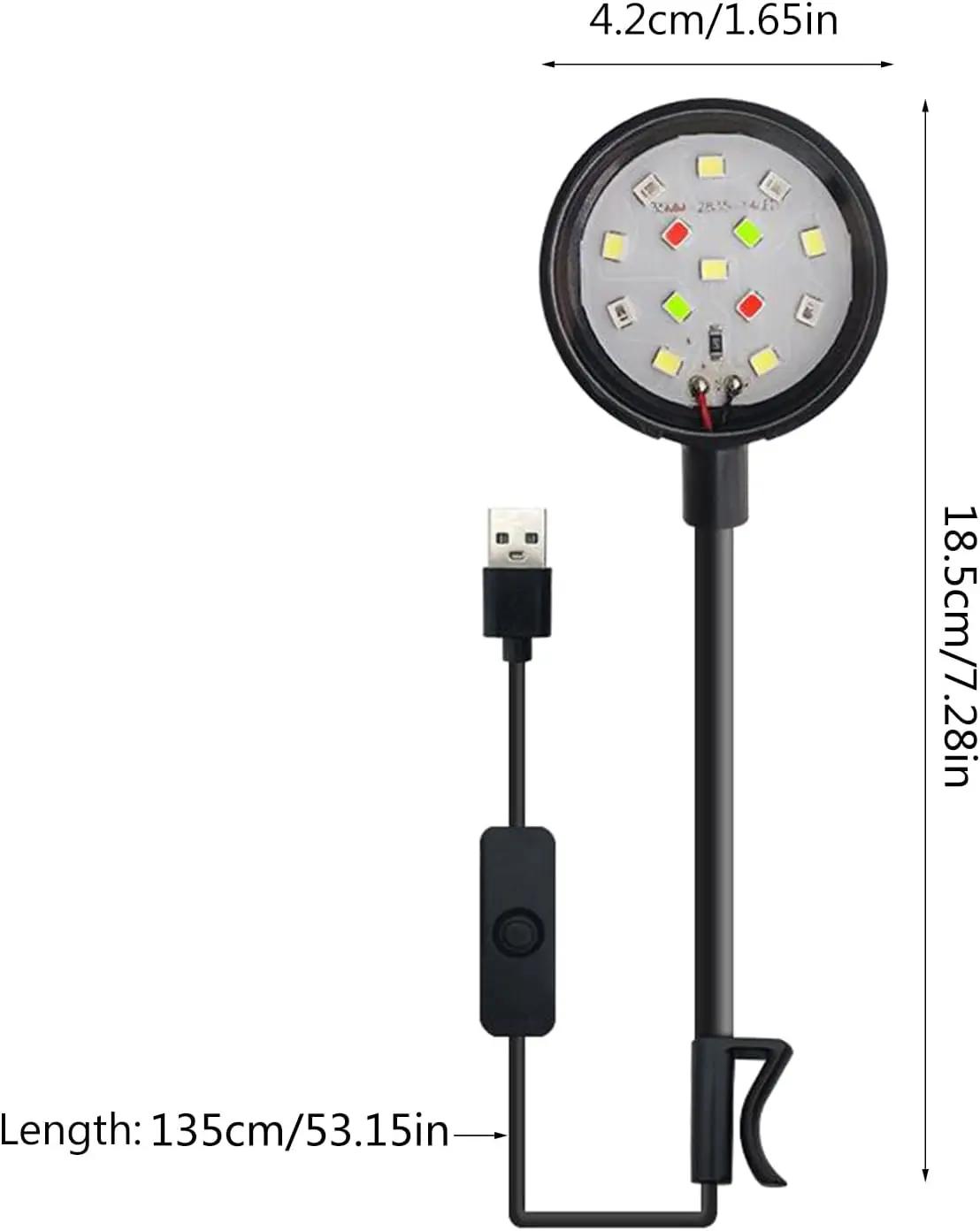360 Вращающийся дешевый круглый USB небольшой мини-зажим долговечный светодиодный аквариумный светильник lanscape для аквариума