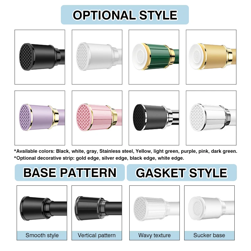 ARODDY In Stock 0.5-0.75m Steel Multifunctional Without Drilling Metal Bathroom Adjustable Shower Tension Curtain Rod Pole