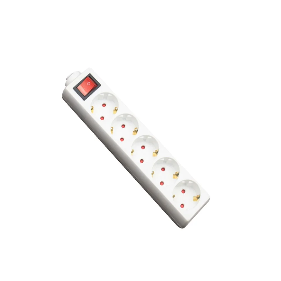 Европейский 5 gang 16A 250 В электрическая розетка удлинитель с выключателем