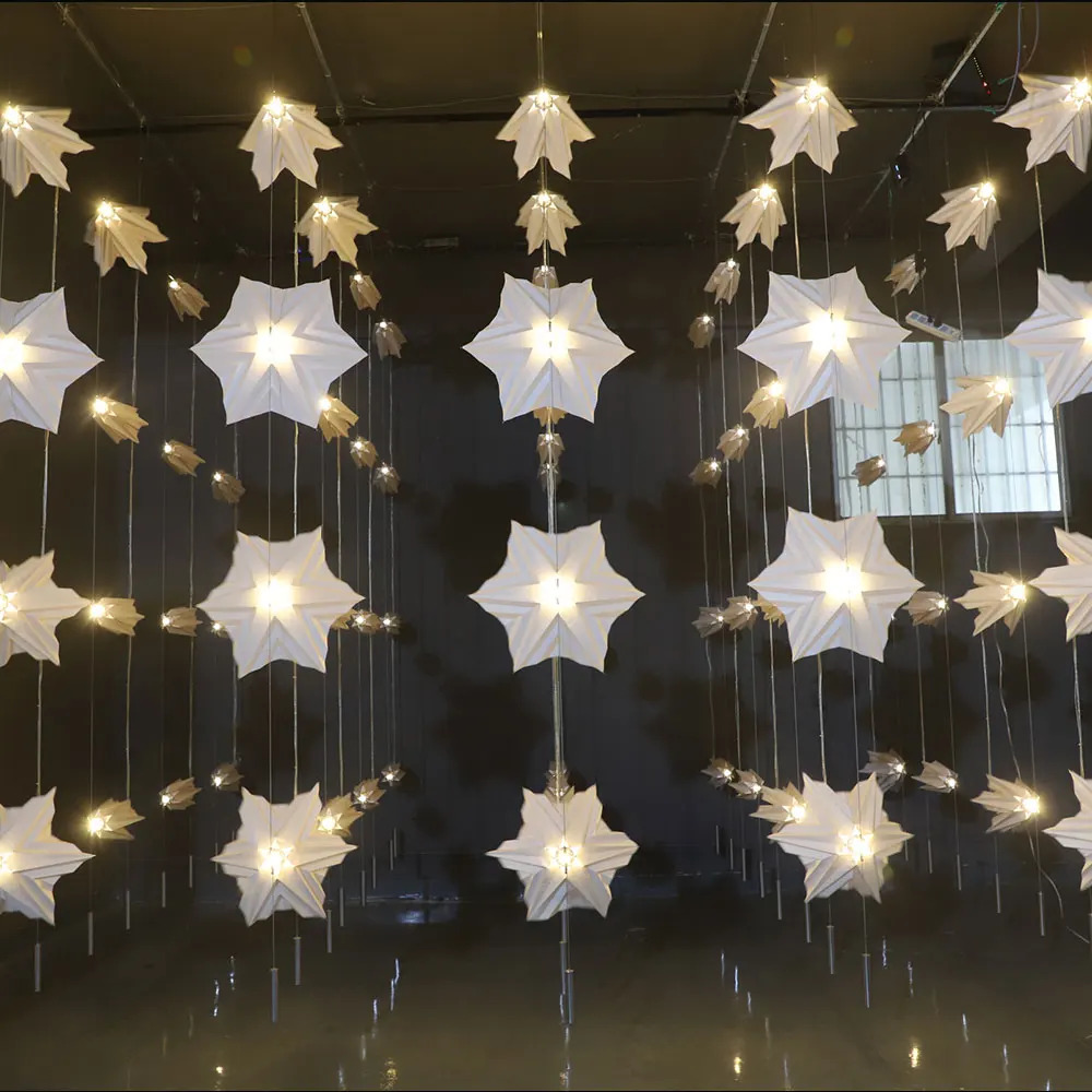 Custom Mechanical Dynamic Lighting Modern Airport Decorate Lighting Umbrellas Interactive Installation Chandelier Space Art