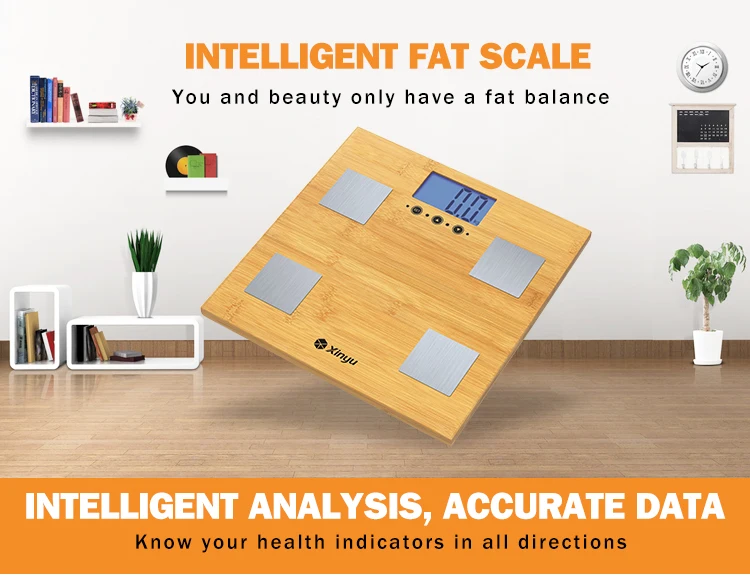 Professional Analysis Body Fat Scale Bamboo Digital Body Weight Bathroom Scale