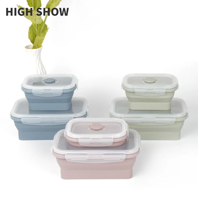 Oven Safe Silicone Collapsible Foldable Lunch Box  Silicone Food Storage Container with Lid