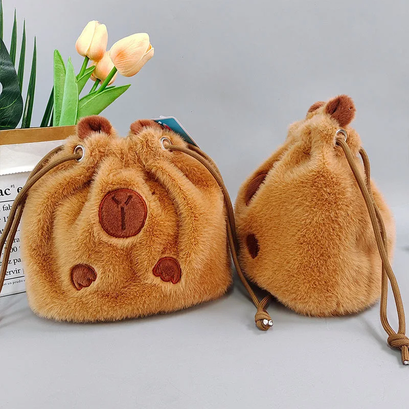 Capybara bag Plush hand bag with string soft custom Capibara King Plush cross body Cute cartoon soft water hog sling bag