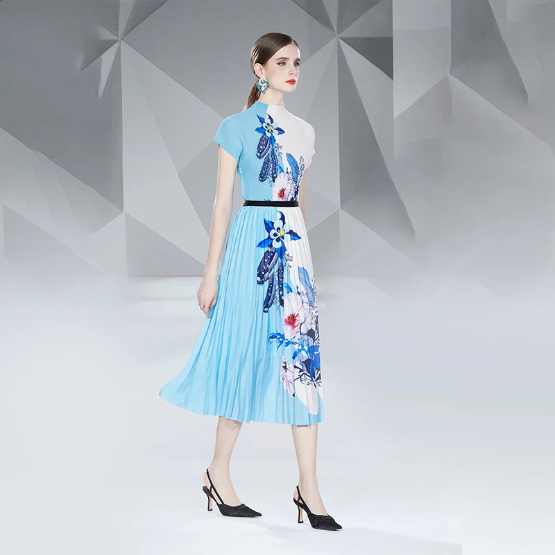 stock woman clothes manufacturer wholesale fashion apparel elegant vintage lady floral Evening casual bohemian dress