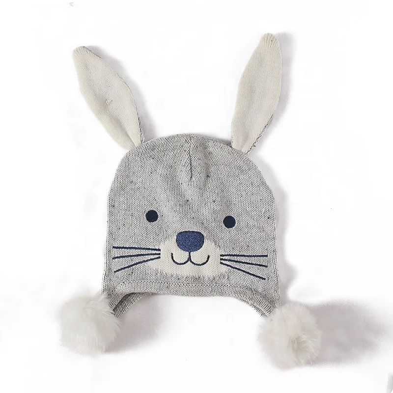 ODM Baby Girl Boys Toddler Winter Hat with Earflap Pom Pom Hood Thick Warm Cute Cat Baby Beanie