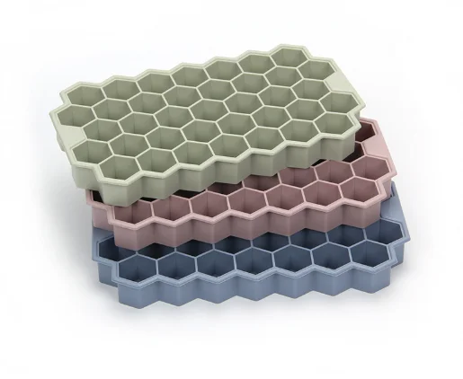 Food Grade Flexible Honeycomb Silicone Ice Cube Trays With Lid Ice Cube Tray Mold Easy Release Whiskey Ice Ball Maker