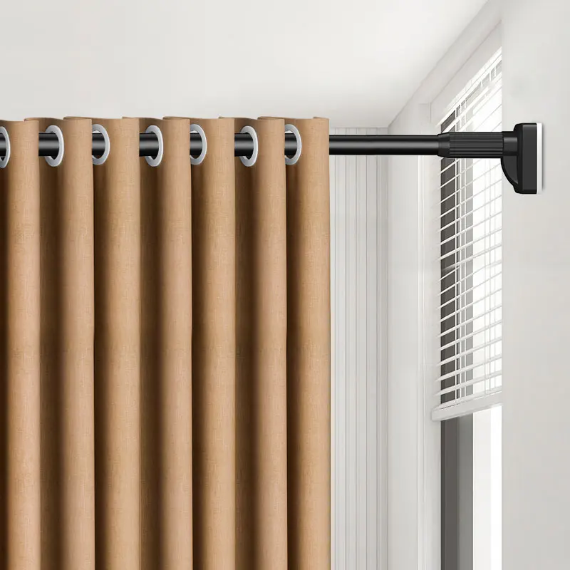 Multipurpose Adjustable Curtain Poles Long Extensible Contracted Black Curtain Rods Extendable