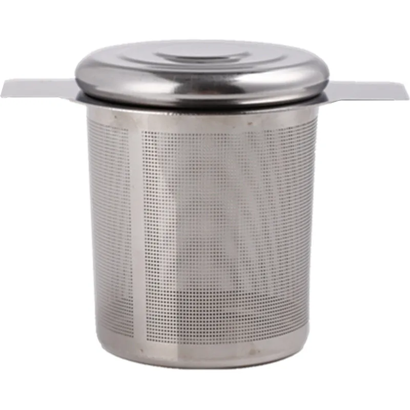 Double Handles Tea Infuser with Lid Stainless Steel Fine Mesh Coffee Filter Teapot Cup Hanging Loose Leaf Tea Strainer