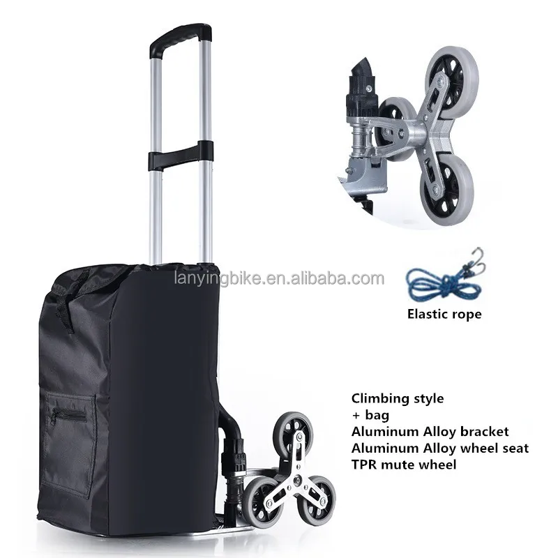 Shopping Trolley Aluminium Easy Carry Folding Truck Hand Cart Transport Trolley+Black package