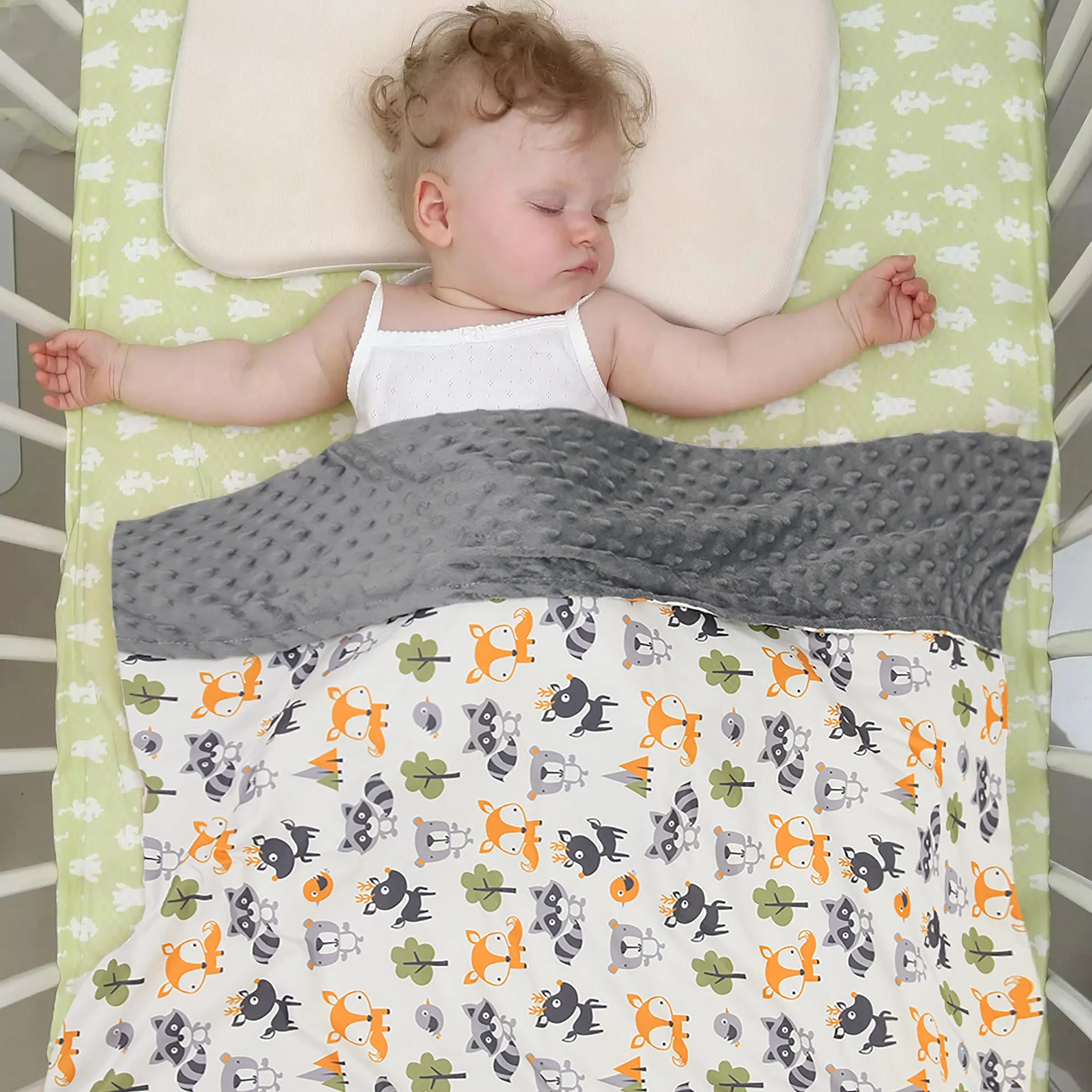 30x40 In Double Layer Dotted Blankets Newborns Receiving Blanket kids Sublimation Minky Baby Blanket for baby Soft Fleece