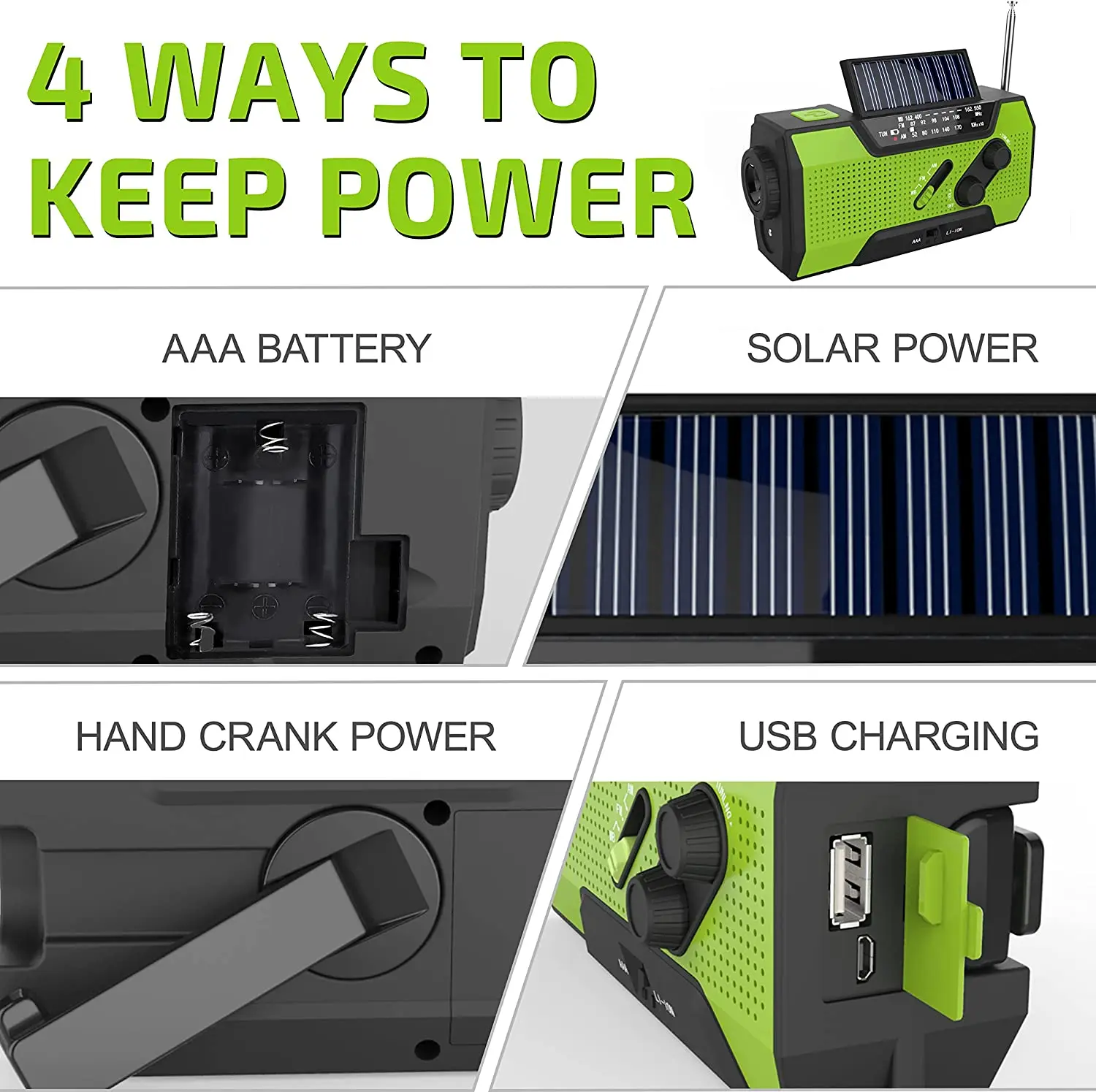 Best Popular Portable Stereo Speaker Emergency AM/FM/NOAA Radio USB Smartphone Charger SOS Alarm Internet Radio Function