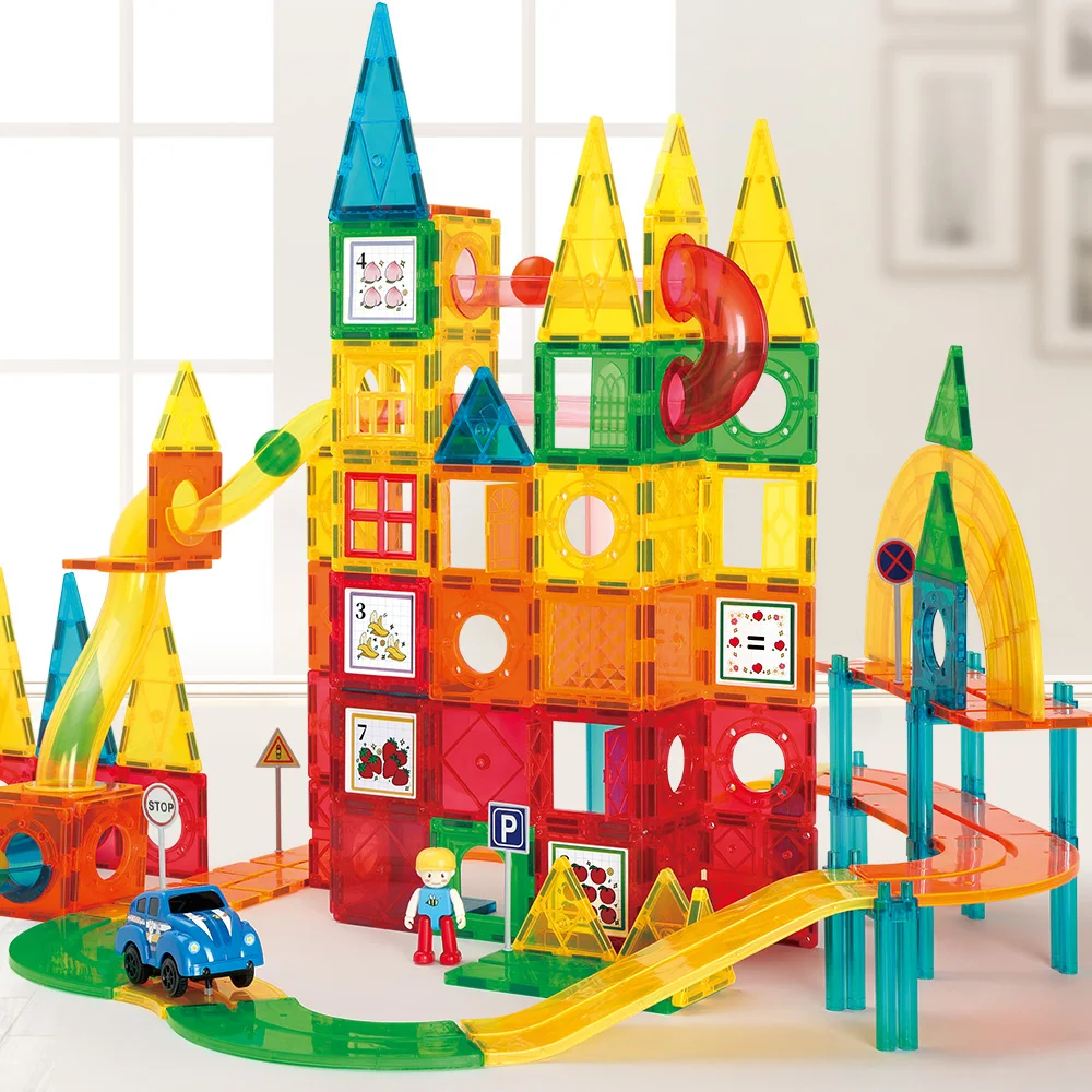 KEBO 200pcs 3 in One 3D Colorful Tiles Educational Magnetic Tiles Toys for Kids