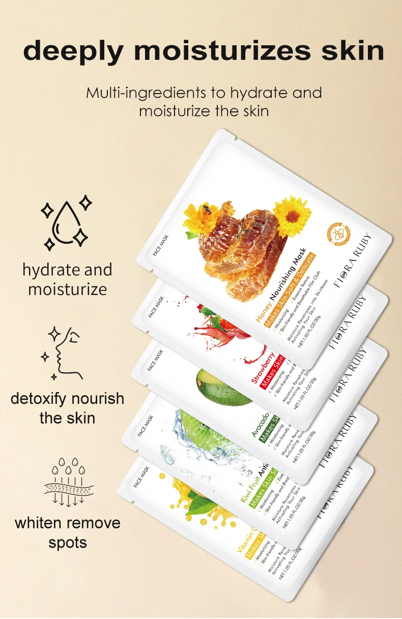 vegan natural Hydrating Aloe vera korean skin care products Cucumber sheet mask vitamin c honey moisturizing vitamin c mask